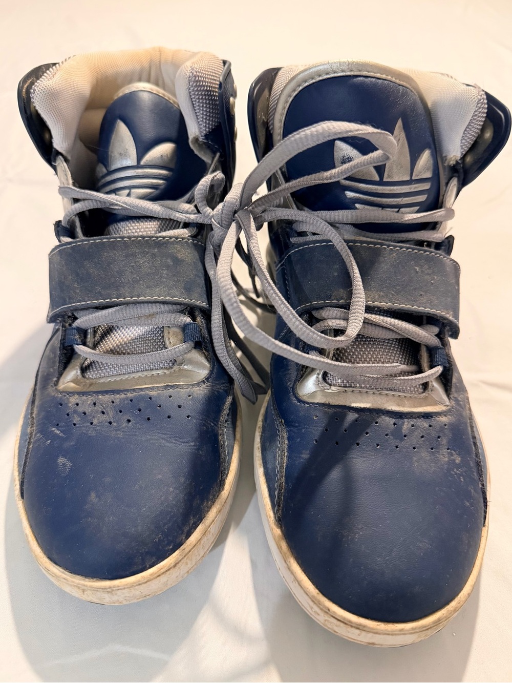 adidas Navy and Gray High-Top Lace & Strap Sneakers